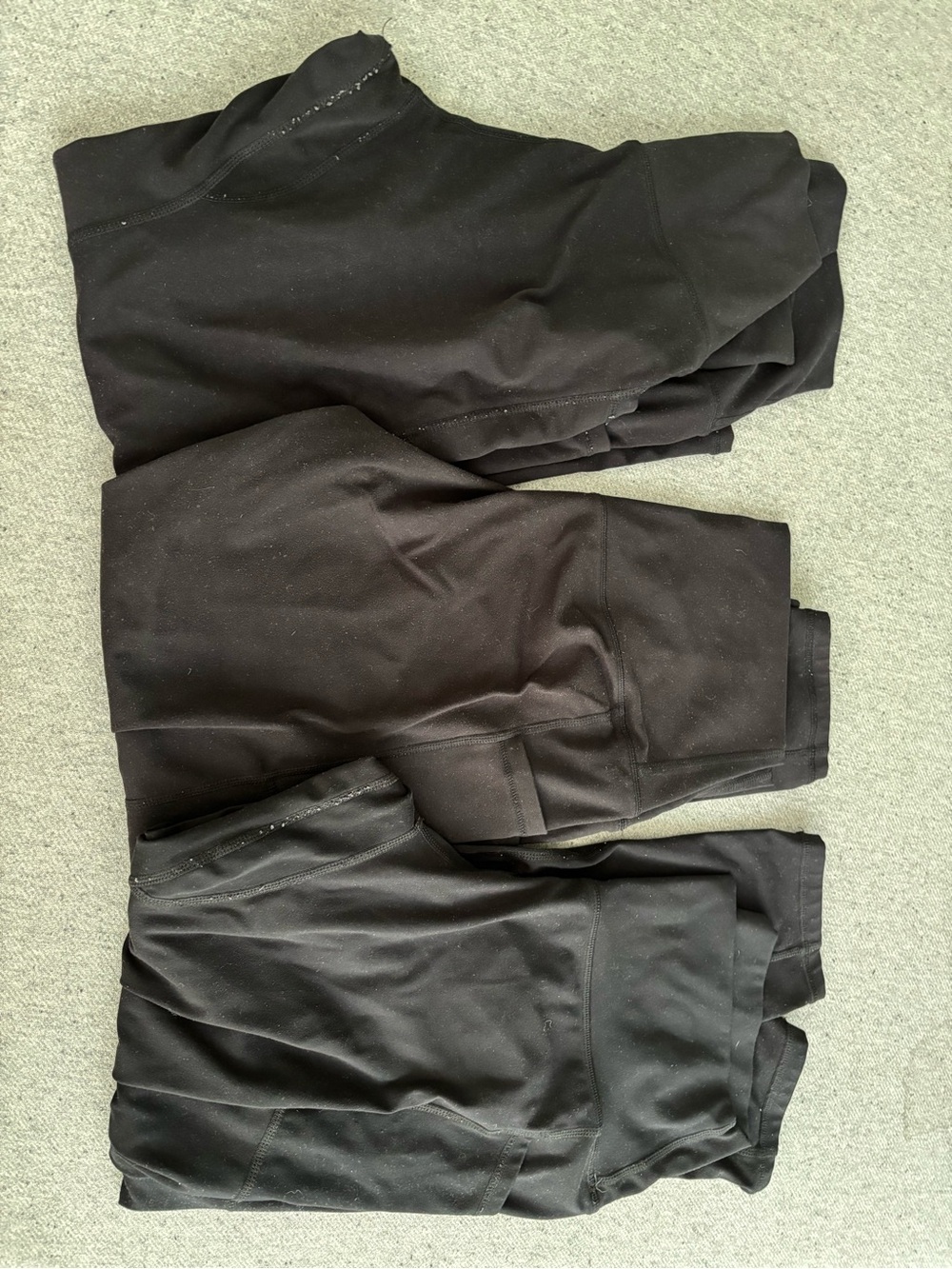 Womens Super Stretchy Buttery soft Black Yoga Pants with pockets Set of 3 Large